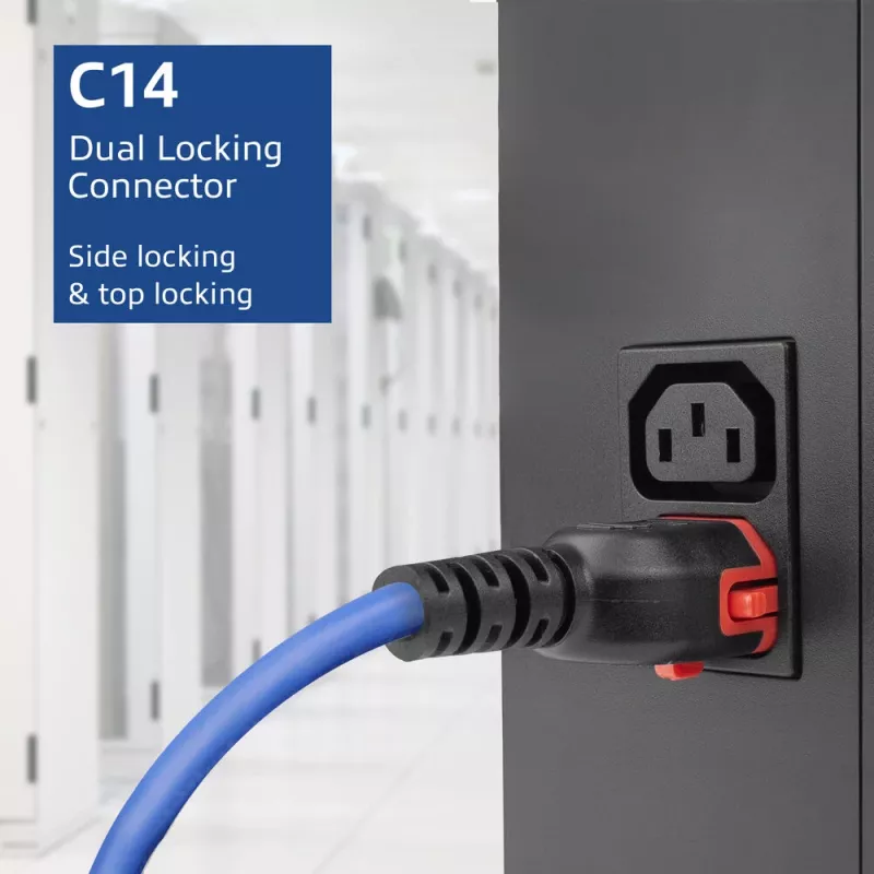 ACT Καλώδιο τροφοδοσίας C14 IEC Lock+ Dual Locking - C15 IEC Lock+ μπλε 3 m, PC3878