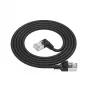 ACT μαύρο 1 m U/FTP CAT6A LSZH Slimline καλώδιο patch με βύσματα RJ45 90° γωνιακό δεξιά σε ευθύ
