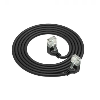 ACT μαύρο 1 μέτρο U/UTP CAT6A LSZH Slimline καλώδιο patch με βύσματα RJ45 90° γωνιακό κάτω σε 90° γωνιακό κάτω