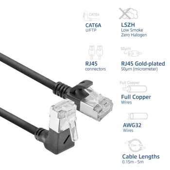 Καλώδιο patch δικτύου ACT DA4905 Cat6a U/FTP (STP) RJ-45 σε RJ-45 μαύρο 5 m