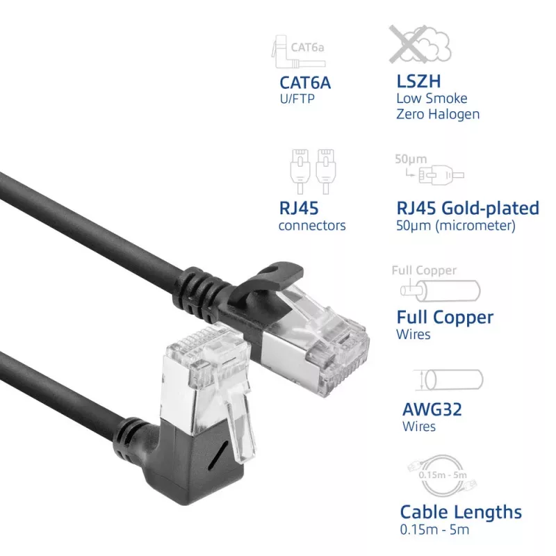 Καλώδιο patch δικτύου ACT DA4905 Cat6a U/FTP (STP) RJ-45 σε RJ-45 μαύρο 5 m