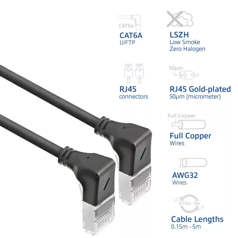 Καλώδιο δικτύου ACT DA5901 Cat6a U/FTP (STP) μαύρο 1 m RJ-45 σε RJ-45
