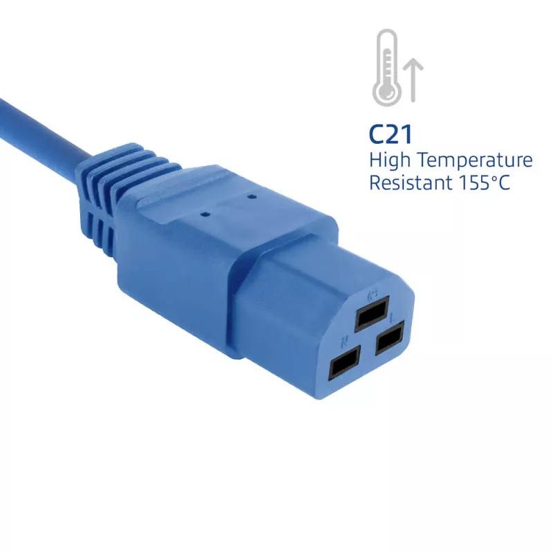 Καλώδιο τροφοδοσίας ACT C20–C21 IEC60320 μπλε 2 m, 16 A, 250 V