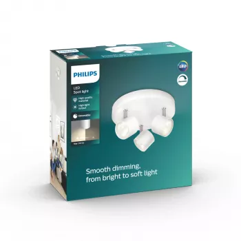 Φωτιστικό οροφής/τοίχου Philips Dimmbare LED Star 3x 16,5 W, 2700 K, 1500 lm, IP20, λευκό