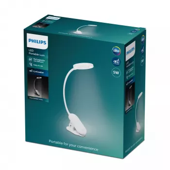 Philips Functional Forys Clip Desk Light, λευκό, πλαστικό, κρεβατοκάμαρα, σαλόνι, γραφείο, σύγχρονο, IP20, III
