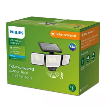 Φωτιστικό ασφαλείας Philips Securit 8,7 W LED ηλιακό 5000 K, μπαταρία 4 V, μαύρη θήκη πλαστικού