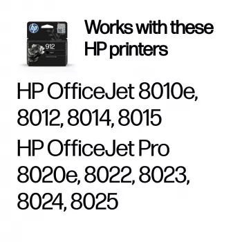 HP 912 Μαύρο Γνήσιο μελανοδοχείο, Μαύρο, 1 τεμ., 250 σελίδες