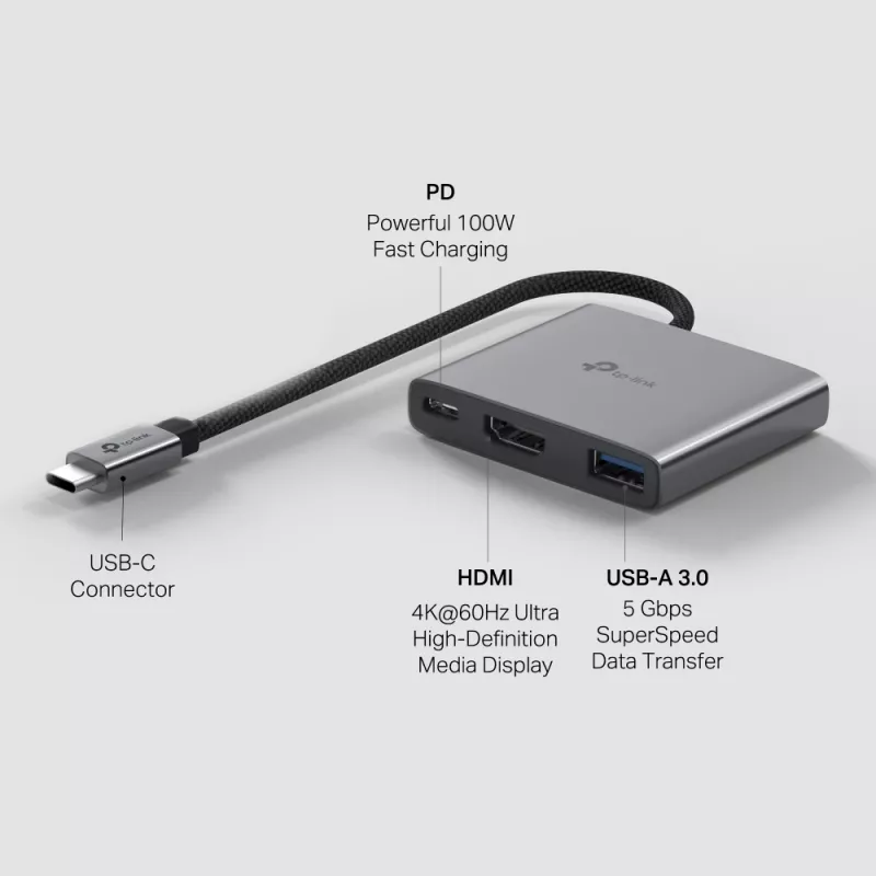 TP-Link UH3020C Hub διασύνδεσης USB Type-C 5000 Mbit/s γκρι