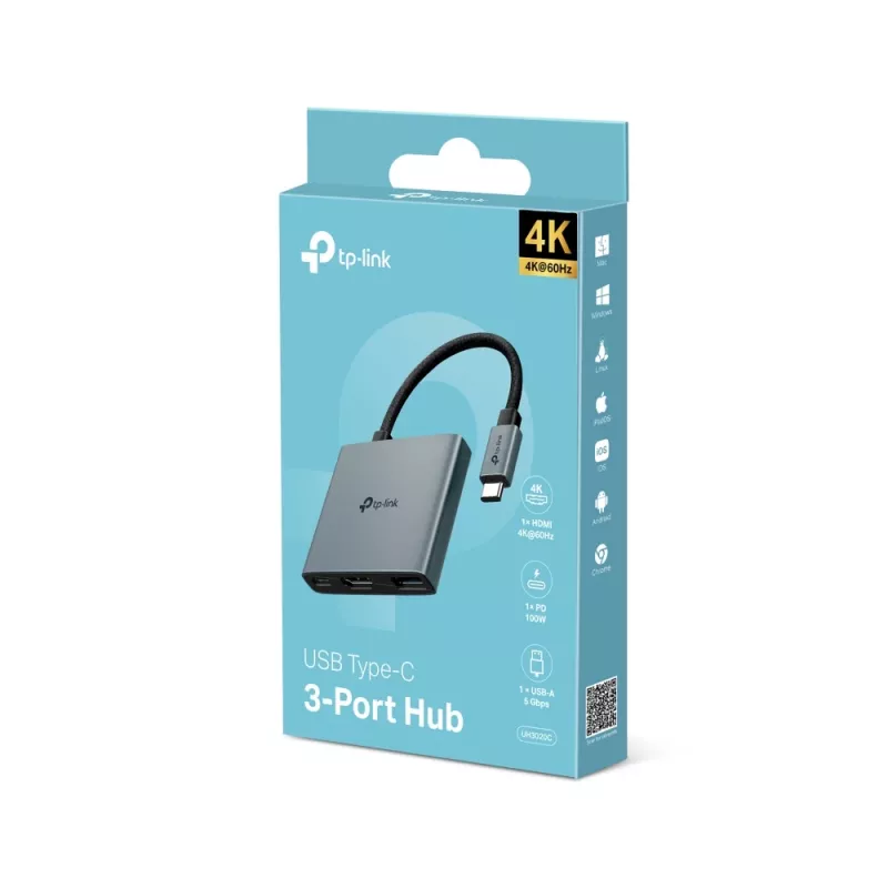 TP-Link UH3020C Hub διασύνδεσης USB Type-C 5000 Mbit/s γκρι