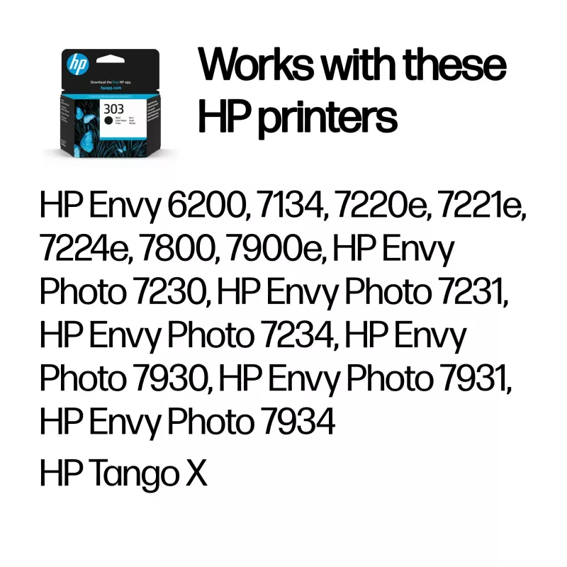 HP 303 Μαύρο Γνήσιο Μελάνι εκτυπωτή, Μαύρο, 1 τεμ., 200 σελίδες