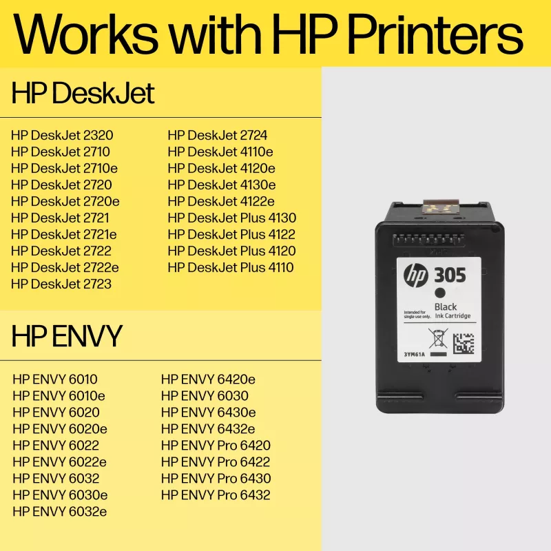 HP 305XL High Yield Μαύρο Γνήσιο Μελάνι εκτυπωτή
