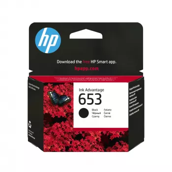 HP 653 μαύρο γνήσιο δοχείο Ink Advantage, μαύρο, 1 τεμ., 360 σελίδες