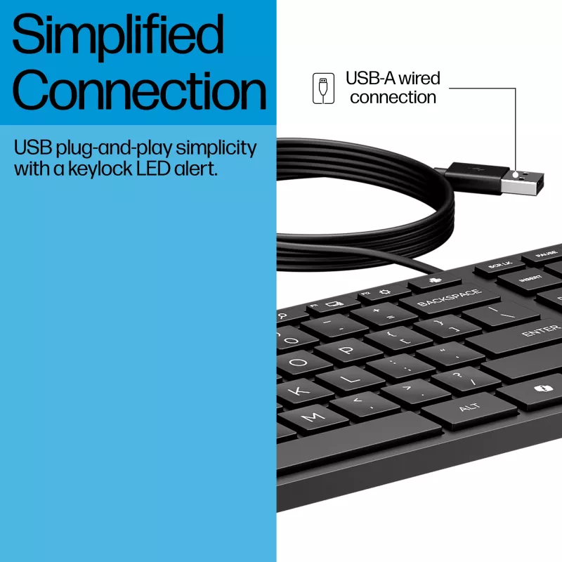 HP Wired Desktop 320K πληκτρολόγιο πλήρους μεγέθους USB μαύρο καλώδιο 1,8 m