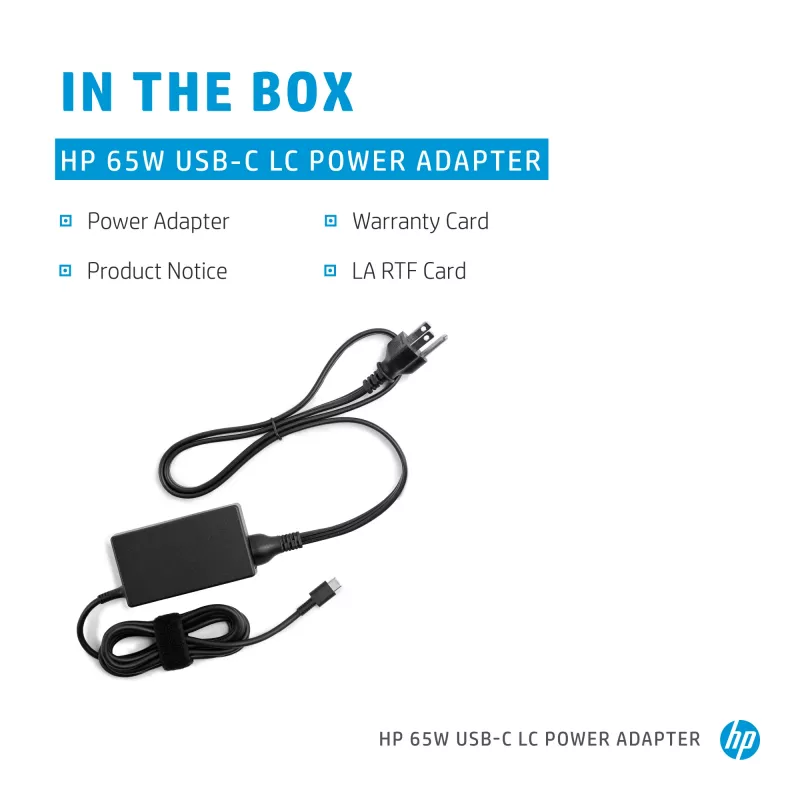 HP 65W USB-C LC τροφοδοτικό laptop εσωτερικού χώρου 65W μαύρο