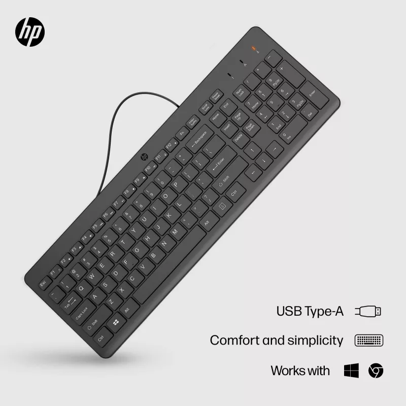 HP 150 Ενσύρματο Πληκτρολόγιο Full-Size USB Μαύρο 664R5AA#ABD