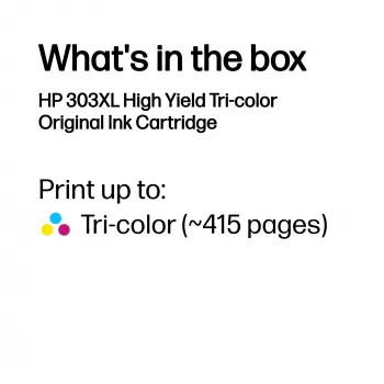 HP 303XL High Yield Tri-color Original Μελανοταινία, Cyan, Magenta, Κίτρινο, 1 τεμ., 415 σελίδες
