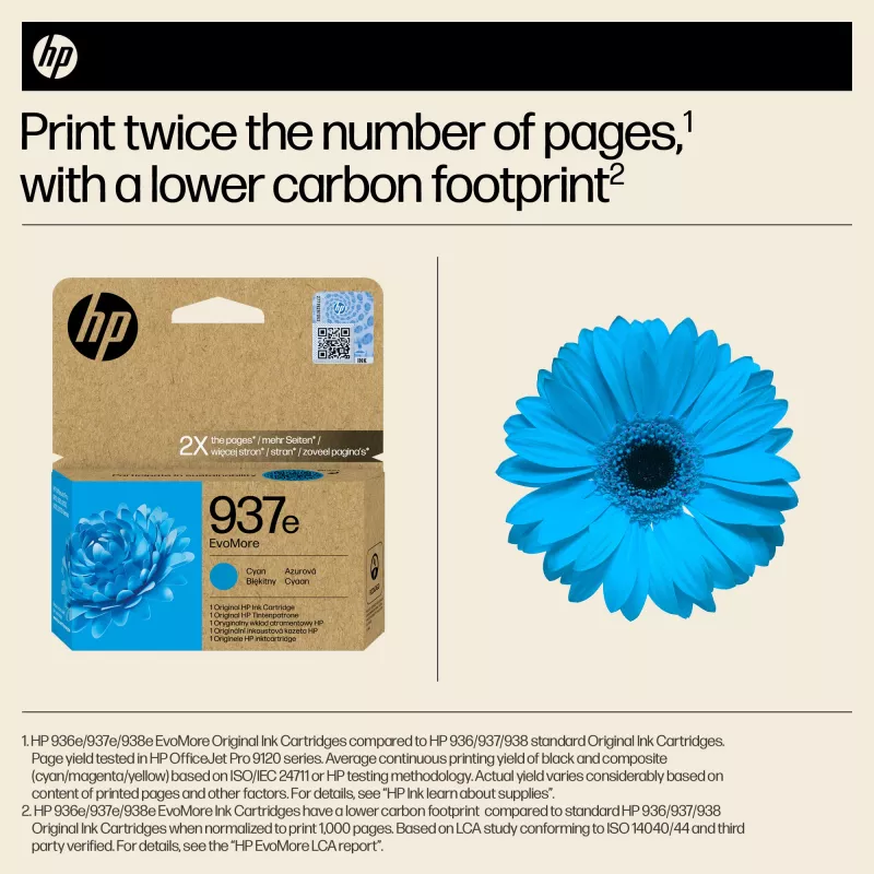 HP 937e EvoMore Κυανό Γνήσιο Μελανοδοχείο, Κυανό, 1 τεμ., 1650 σελίδες