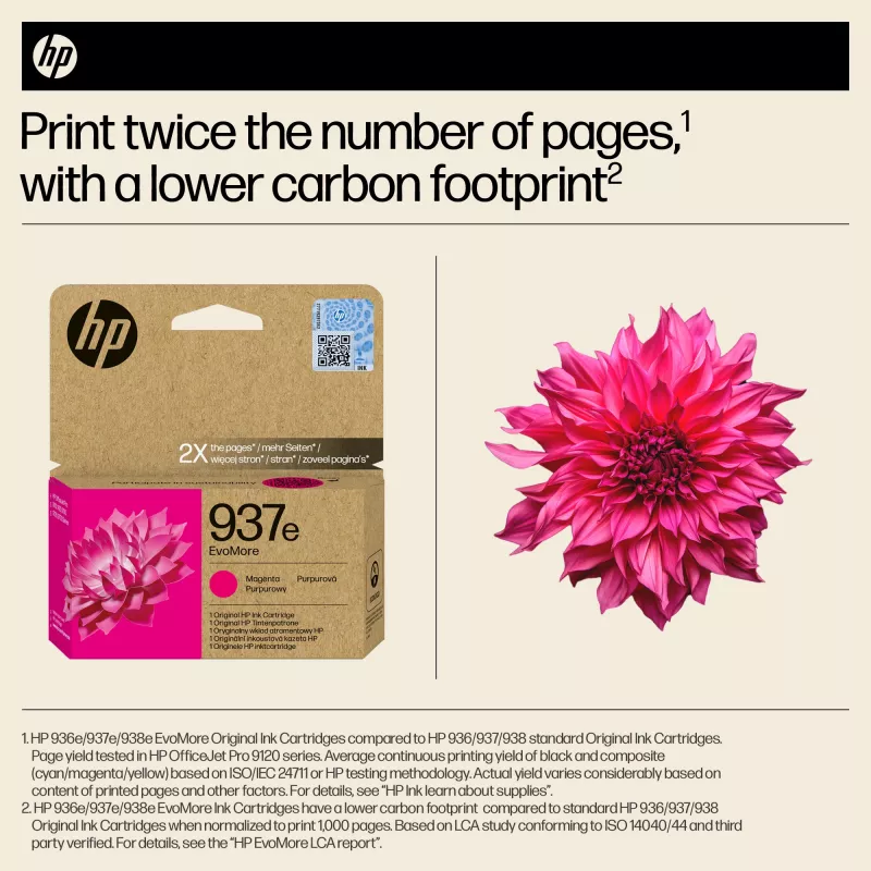 HP 937e EvoMore Ματζέντα Γνήσιο Μελανοδοχείο, Ματζέντα, 1 τεμ., 1650 σελίδες