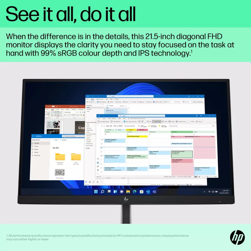 HP E-Series E22 G5 FHD οθόνη, 54,6 cm (21,5 ιντσών), Full HD, LCD, 5 ms (ανακατασκευασμένη)