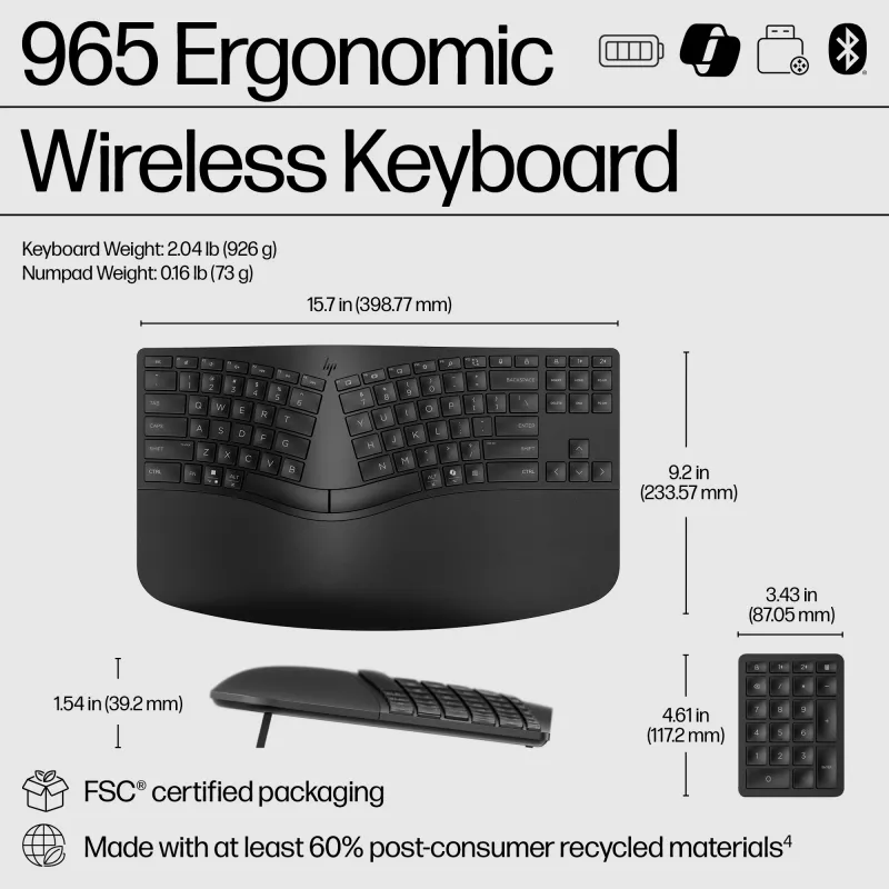 HP 965 Εργονομικό Ασύρματο Πληκτρολόγιο