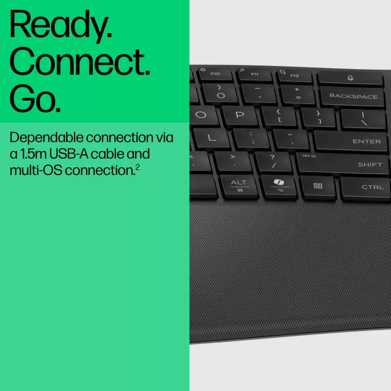 HP 480 Comfort Ενσύρματο Πληκτρολόγιο Full-Size USB Μαύρο 1,5 m