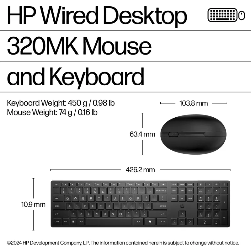 HP Wired Desktop 320MK Ποντίκι και Πληκτρολόγιο