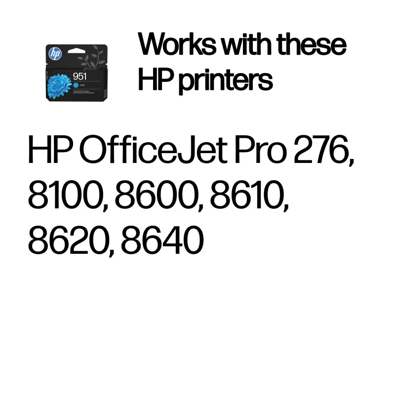 HP 951 Cyan γνήσιο μελανοδοχείο εκτυπωτή, Cyan, 1 τεμ., 535 σελίδες