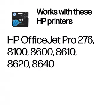HP 951 Cyan γνήσιο μελανοδοχείο εκτυπωτή, Cyan, 1 τεμ., 535 σελίδες