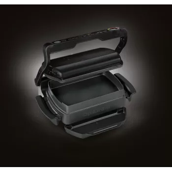 Ηλεκτρική ψησταριά επαφής Tefal GC7148 — 2000 W, θήκη από ανοξείδωτο χάλυβα, ορθογώνια, ρυθμιζόμενος θερμοστάτης, επιφάνεια ψησίματος, 365×365×175 mm