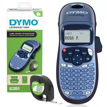 DYMO LetraTag LT-100H φορητός εκτυπωτής ετικετών | εκτυπωτής ετικετών με πληκτρολόγιο ABC και ευανάγνωστη οθόνη LCD 13 χαρακτήρων | για το σπίτι ή το γραφείο | Μπλε