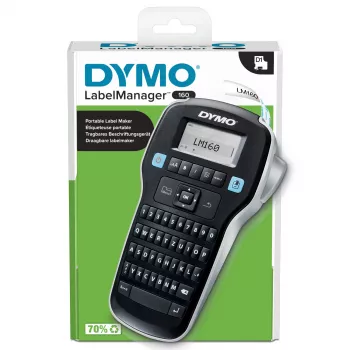 DYMO LabelManager ™ 160 QWERTZ, QWERTZ, D1, θερμική μεταφορά, 180 x 180 DPI, 12 mm/s, Μαύρο, Ασημί