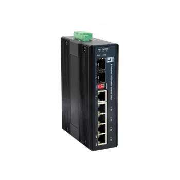 LevelOne 6-Port Gigabit Βιομηχανικός διακόπτης δικτύου, 1 x SFP, 1 x SFP/RJ45 Combo, -40°C έως 75°C, DIN-Schiene