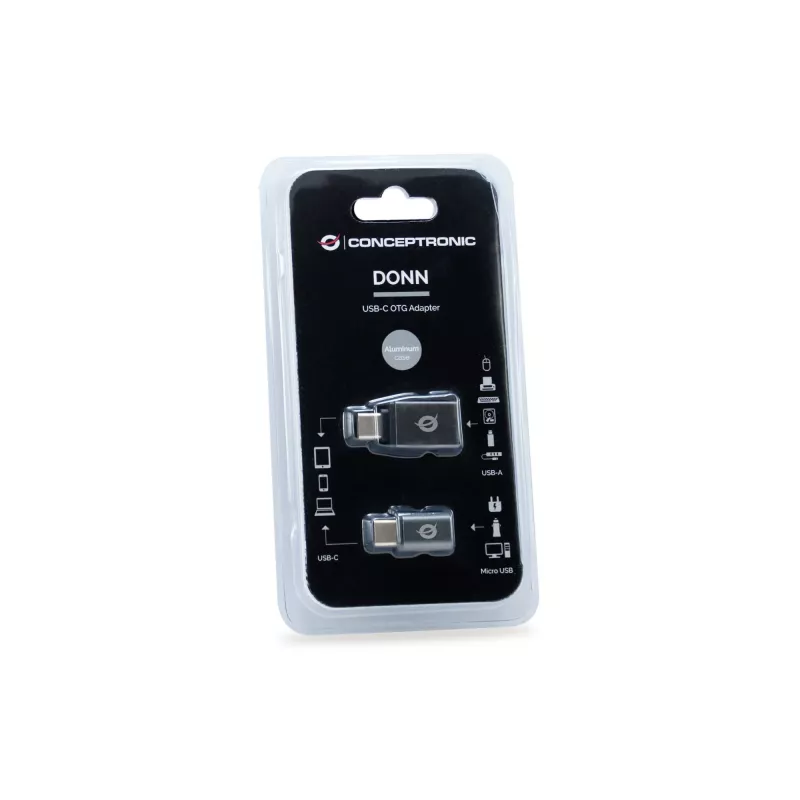 Conceptronic DONN04G USB-C σε USB A/MicroB OTG Προσαρμογέας συσκευασία 2 τεμ., 10Gbps (C-A), 480Mbps (C-MicroUSB)