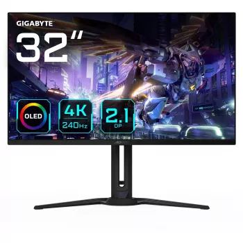 GIGABYTE AORUS FO32U2P 32” OLED Οθόνη Gaming - 3840 x 2160 (UHD), 240 Hz, 0,03 ms, 250 cd/m², KVM, FreeSync Premium Pro, DisplayHDR True Black 400, DisplayPort 2.1
