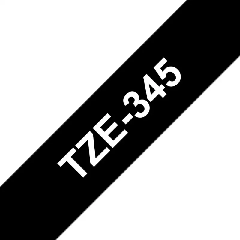 Ταινία πλαστικοποίησης Brother TZe345 18mm Λευκό σε Μαύρο