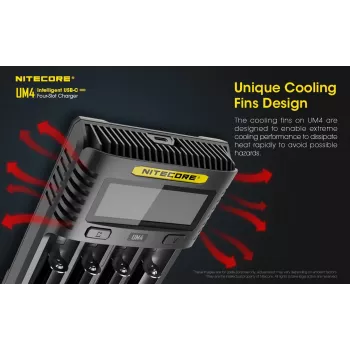 Nitecore UM4 Φορτιστής οικιακών μπαταριών DC Lithium-Ferrophosphate Lithium-Ion Nickel-Cadmium