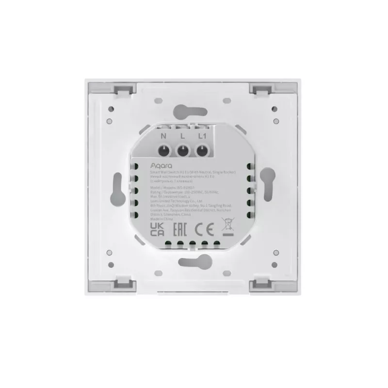 Aqara Smart Διακόπτης τοίχου H1 EU, Μονός διακόπτης, Με ουδέτερο, WS-EUK03