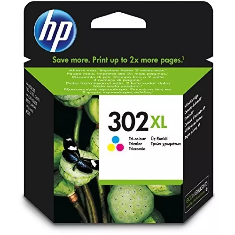 HP 302XL High Yield τρίχρωμο γνήσιο μελάνι