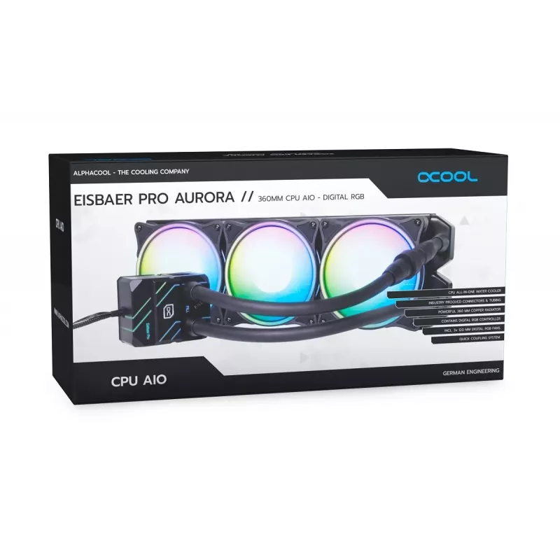 Alphacool Eisbaer Pro Aurora 360 Υγρόψυξη Επεξεργαστή All-in-One 12 cm Μαύρο, Λευκό 1 τεμ.