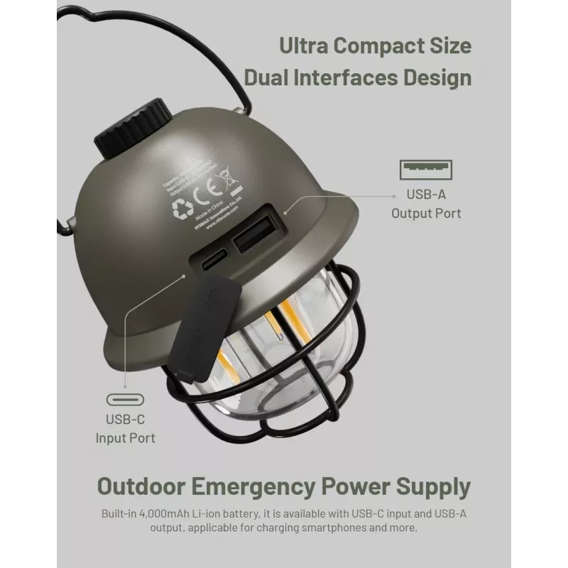 Φανάρι κάμπινγκ με τροφοδοσία USB Nitecore LR40 100 lm Ελιά