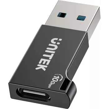Unitek USB-C σε USB-A προσαρμογέας A1049ABK01 — μαύρος, συμπαγής προσαρμογέας USB-C (υποδοχή θηλυκή) σε USB-A (βύσμα αρσενικό)