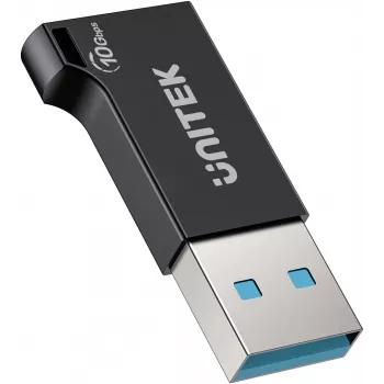 Unitek USB-C σε USB-A προσαρμογέας A1049ABK01 — μαύρος, συμπαγής προσαρμογέας USB-C (υποδοχή θηλυκή) σε USB-A (βύσμα αρσενικό)