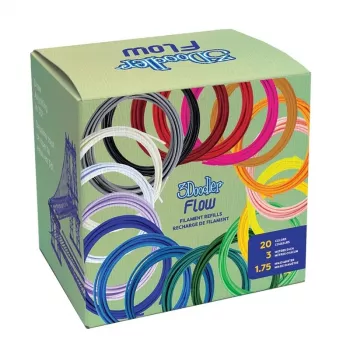 3Doodler Filament FLOW 20 PLA 20 Χρώματα Ανταλλακτικό Πακέτο Πολυγαλακτικό Οξύ (PLA) Μαύρο, Μπλε, Σκούρο Πράσινο, Σκούρο Ροζ, Χρυσό, Πράσινο, Μωβ, Μπλε Ναυτικό, Πορτοκαλί, Ροζ, Διαφανές, Λευκό, Κίτρινο