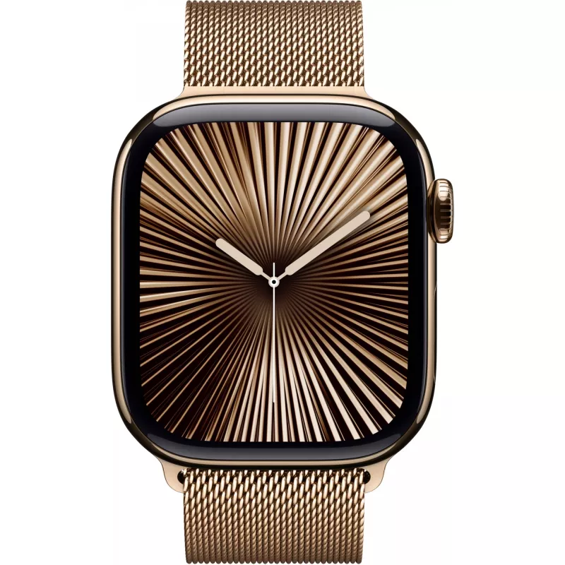APPLE Watch Series 10 GPS + Cellular 42mm Χρυσή Θήκη Τιτανίου με Χρυσό Milanese Loop