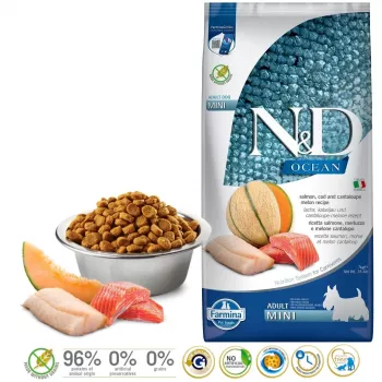 FARMINA N&D Ocean Dog Salmon, Cod, Cantaloupe, Melon Adult Mini - ξηρά τροφή για σκύλους - 7 kg