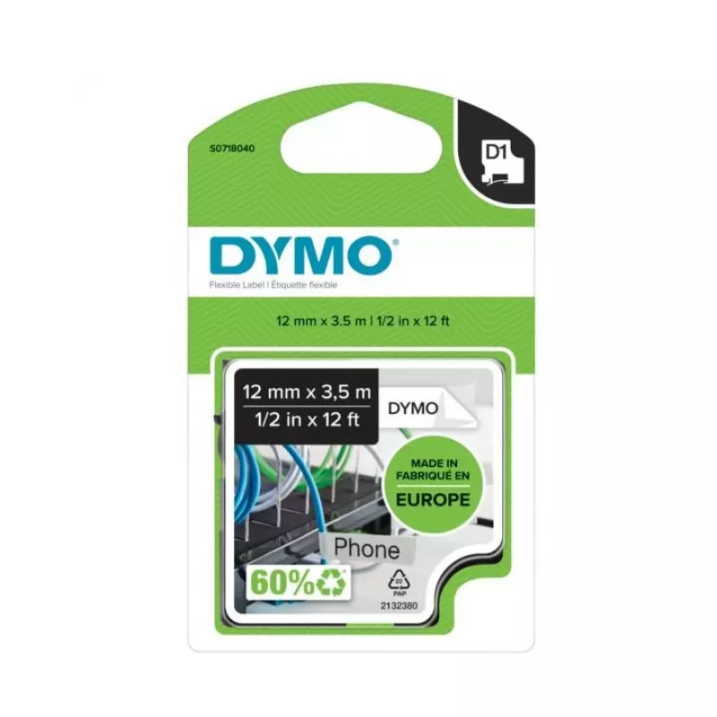 DYMO D1 ταινία ετικετών νάιλον S0718050, 19 mm x 3,5 m, μαύρο σε λευκό