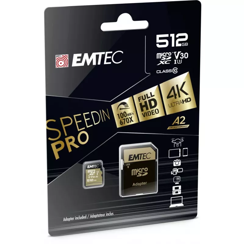 Κάρτα μνήμης Emtec 512GB MicroSDXC UHS-I ECMSDM512GXC10SP