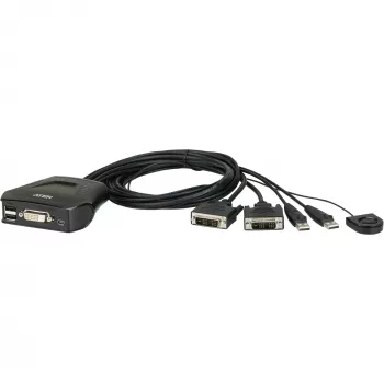 Aten Διακόπτης KVM 2 θυρών USB DVI με τηλεχειριστήριο για επιλογή θύρας