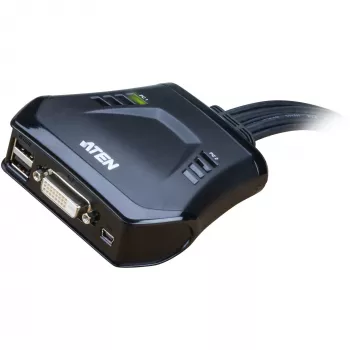 Aten Διακόπτης KVM 2 θυρών USB DVI με τηλεχειριστήριο για επιλογή θύρας