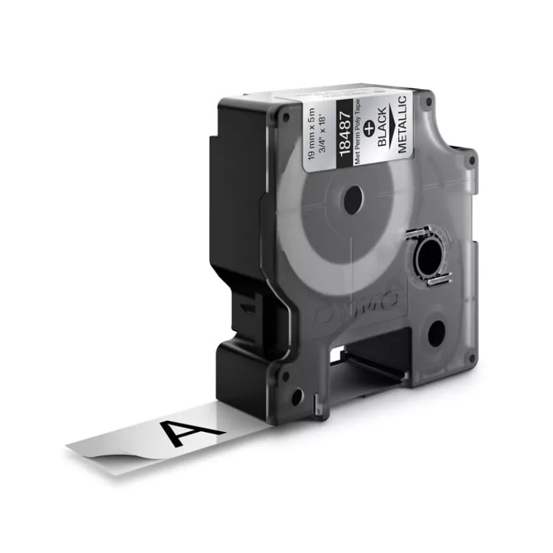 DYMO 19 mm RHINO Permanent Polyester - μαύρο σε γκρι - πολυεστέρας - D1 - Βέλγιο - κουτί (S0718200)